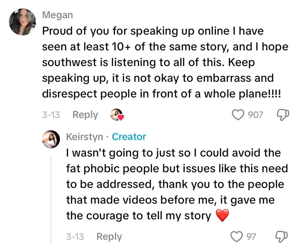 Social media comment on the post