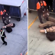College student Nick Ruiz filmed a baggage handler at LAX throwing guitar cases onto the ground