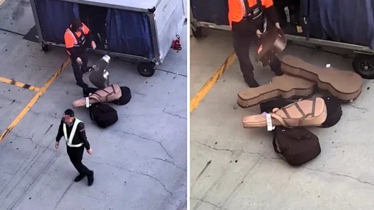 College student Nick Ruiz filmed a baggage handler at LAX throwing guitar cases onto the ground