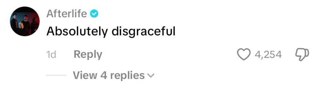 Social media comment on the post