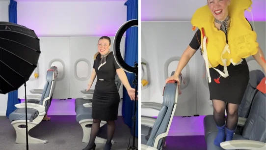 Travel influencer Barbie Bac built a replica airline cabin in her living room