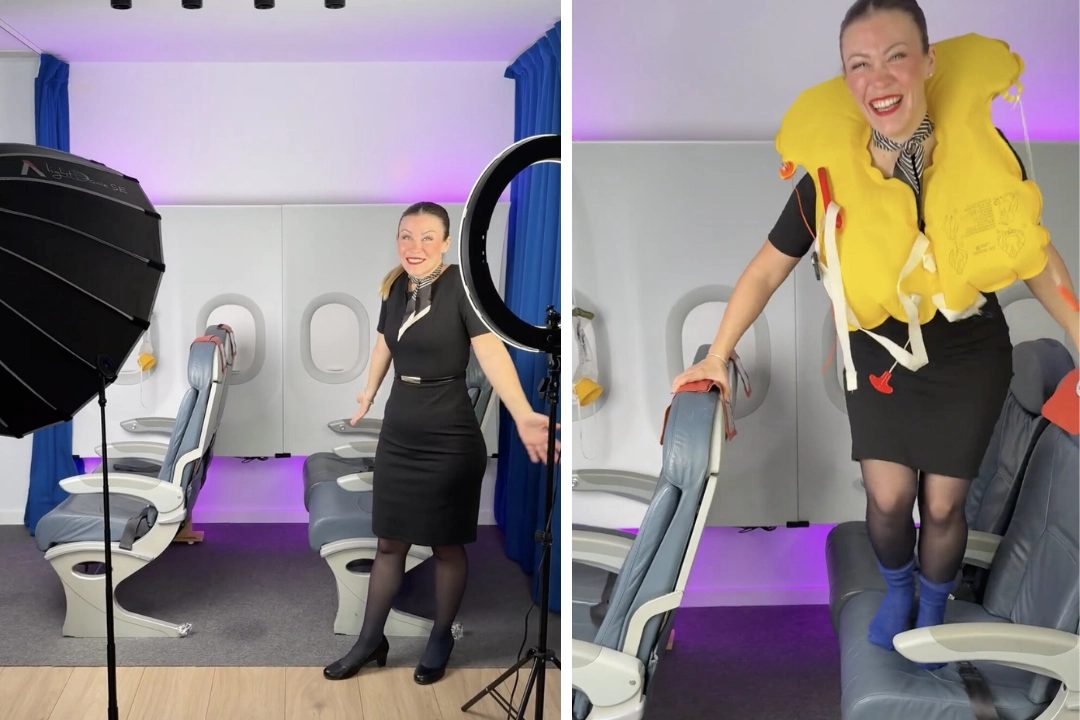 Travel influencer Barbie Bac built a replica airline cabin in her living room