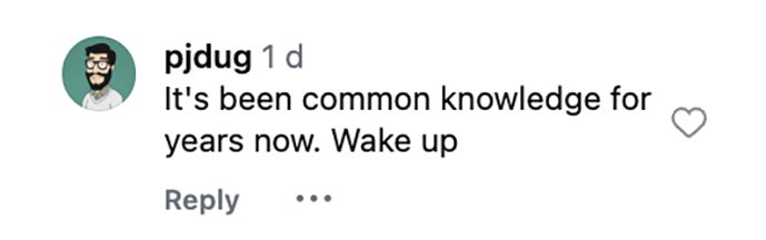 Social media comment on the post