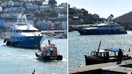 A 165ft superyacht called Mosaique turned heads sailing into Dartmouth, Devon