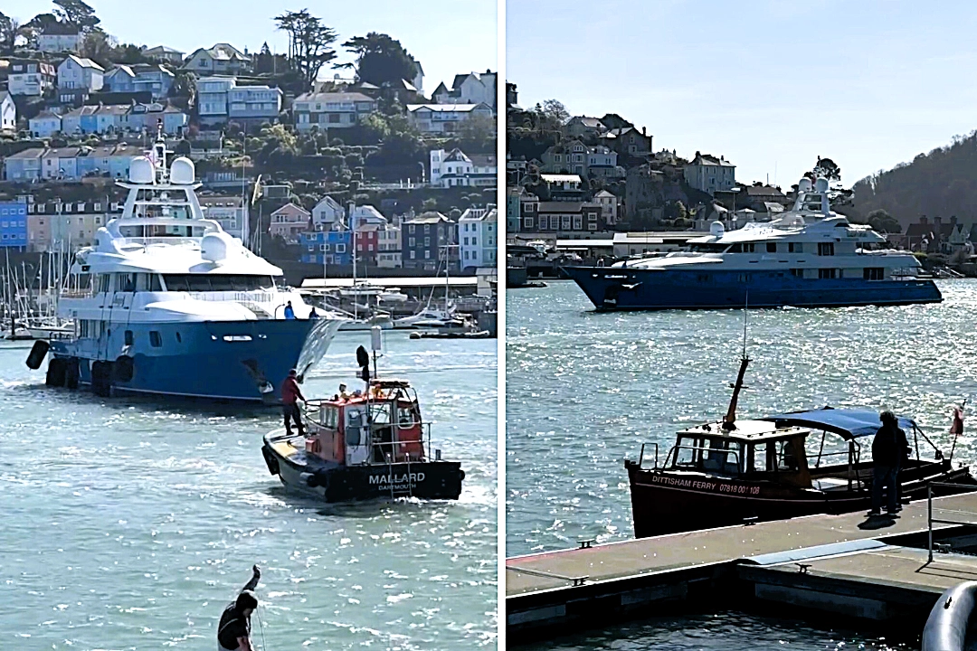 A 165ft superyacht called Mosaique turned heads sailing into Dartmouth, Devon