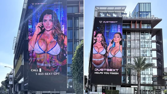 A billboard featuring AI-generated models on LA's Sunset Boulevard has sparked outrage
