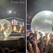 Akon rolled off the stage at Dublin's 3Arena inside a human hamster ball and let thousands of fans bounce him around