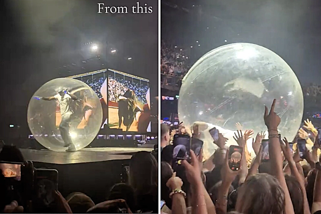 Akon rolled off the stage at Dublin's 3Arena inside a human hamster ball and let thousands of fans bounce him around