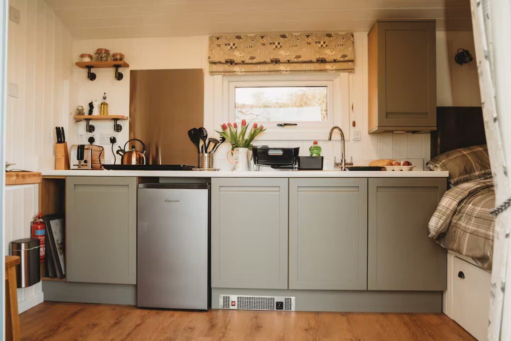 A shepherd's hut Airbnb in Derbyshire sits right next to the field where Clarkson's Farm star Harriet Cowan grazes her cattle
