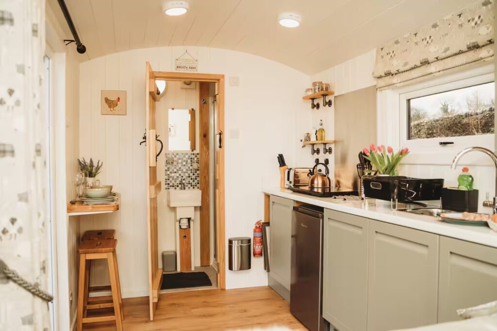A shepherd's hut Airbnb in Derbyshire sits right next to the field where Clarkson's Farm star Harriet Cowan grazes her cattle