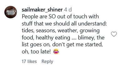 Social media comment on the post