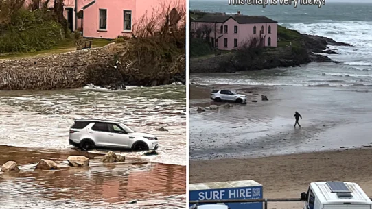 A driver left their car on a beach in Polzeath over Easter and the tide came in
