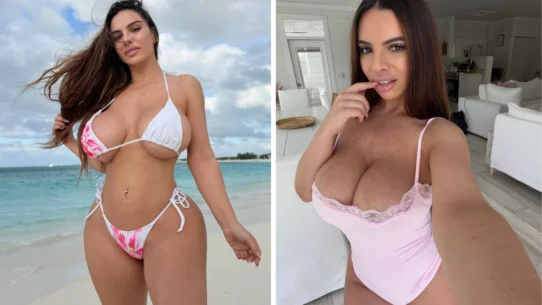 model Raissa Bellini position for a photo