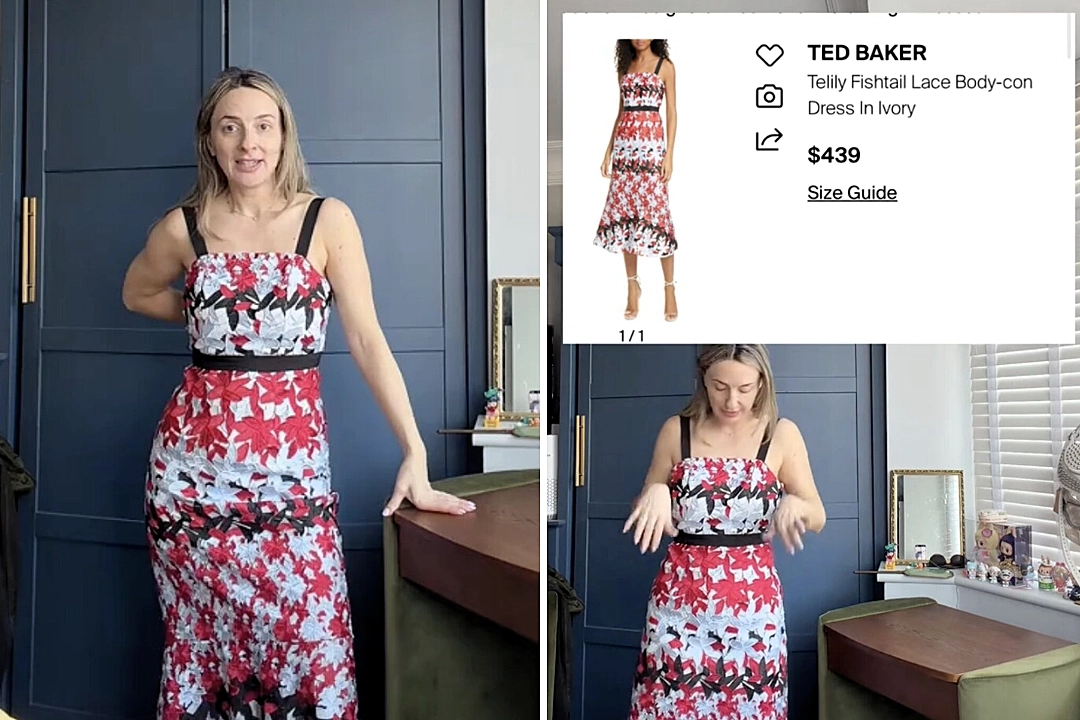 Manchester thrifter Holly Wood spotted a Ted Baker midi dress worth over £300 on a charity shop rail and paid just £9.