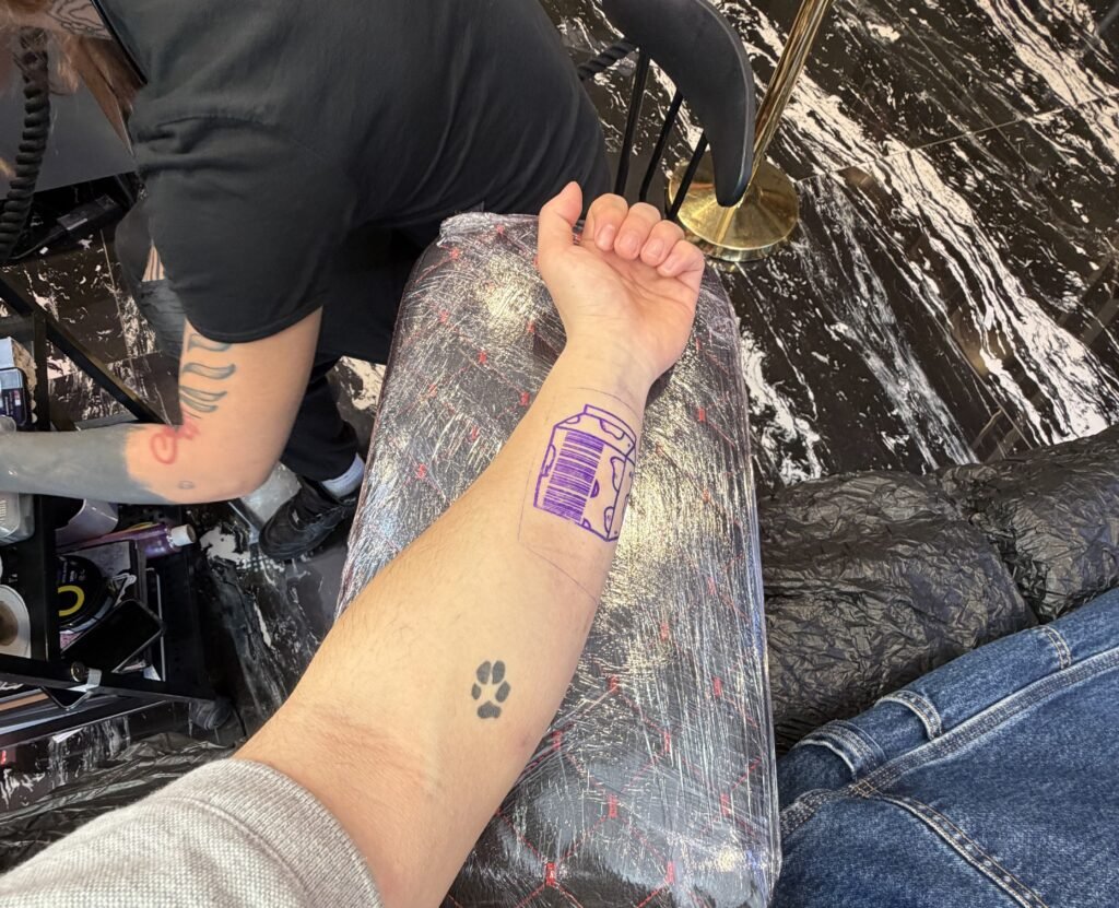 A 24-year-old student in Amsterdam got his Albert Heijn clubcard barcode tattooed on his arm