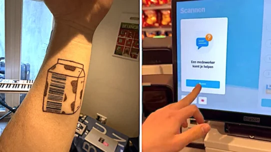 A 24-year-old student in Amsterdam got his Albert Heijn clubcard barcode tattooed on his arm