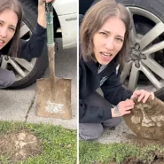 Samantha Turner found what looked like a face buried in her garden in Oregon