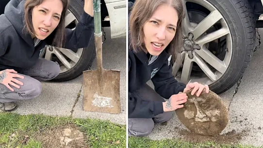 Samantha Turner found what looked like a face buried in her garden in Oregon