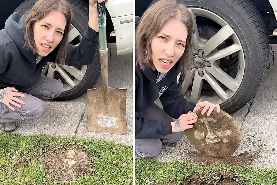 Samantha Turner found what looked like a face buried in her garden in Oregon