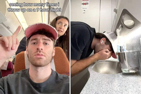Food influencer Carmie Sellitto boarded a nine-hour flight with food poisoning and spent an hour vomiting in the bathroom