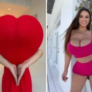 Glamour model Raissa Bellini twisted her body into a heart shape