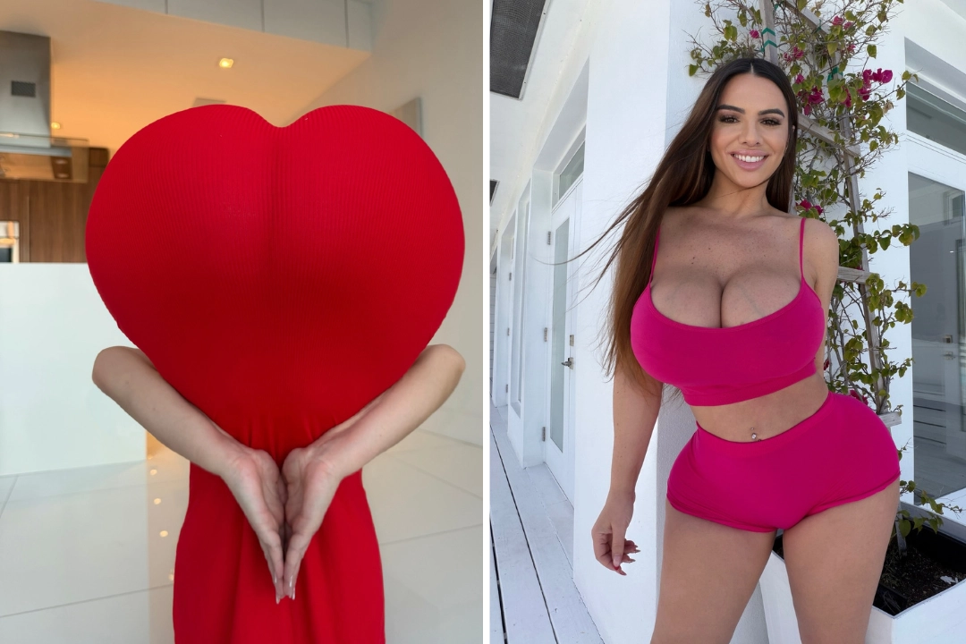 Glamour model Raissa Bellini twisted her body into a heart shape