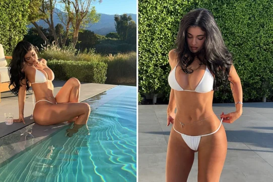 celebrity Kylie Jenner position for a photo