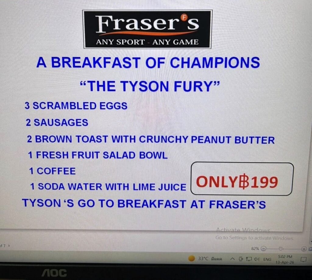 Tyson Fury ate the same 1,500-calorie breakfast throughout his 16-week Thailand training camp