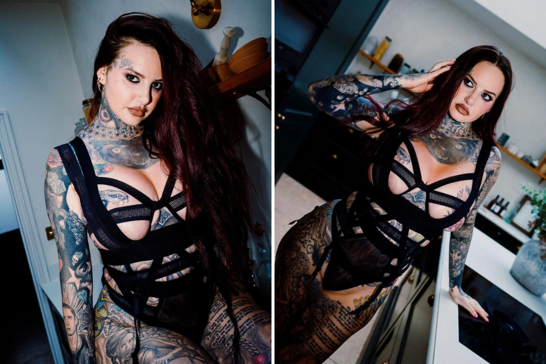 Babestation model Jem Lucy position for a photo