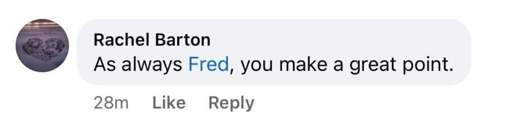 Social media comment on the post