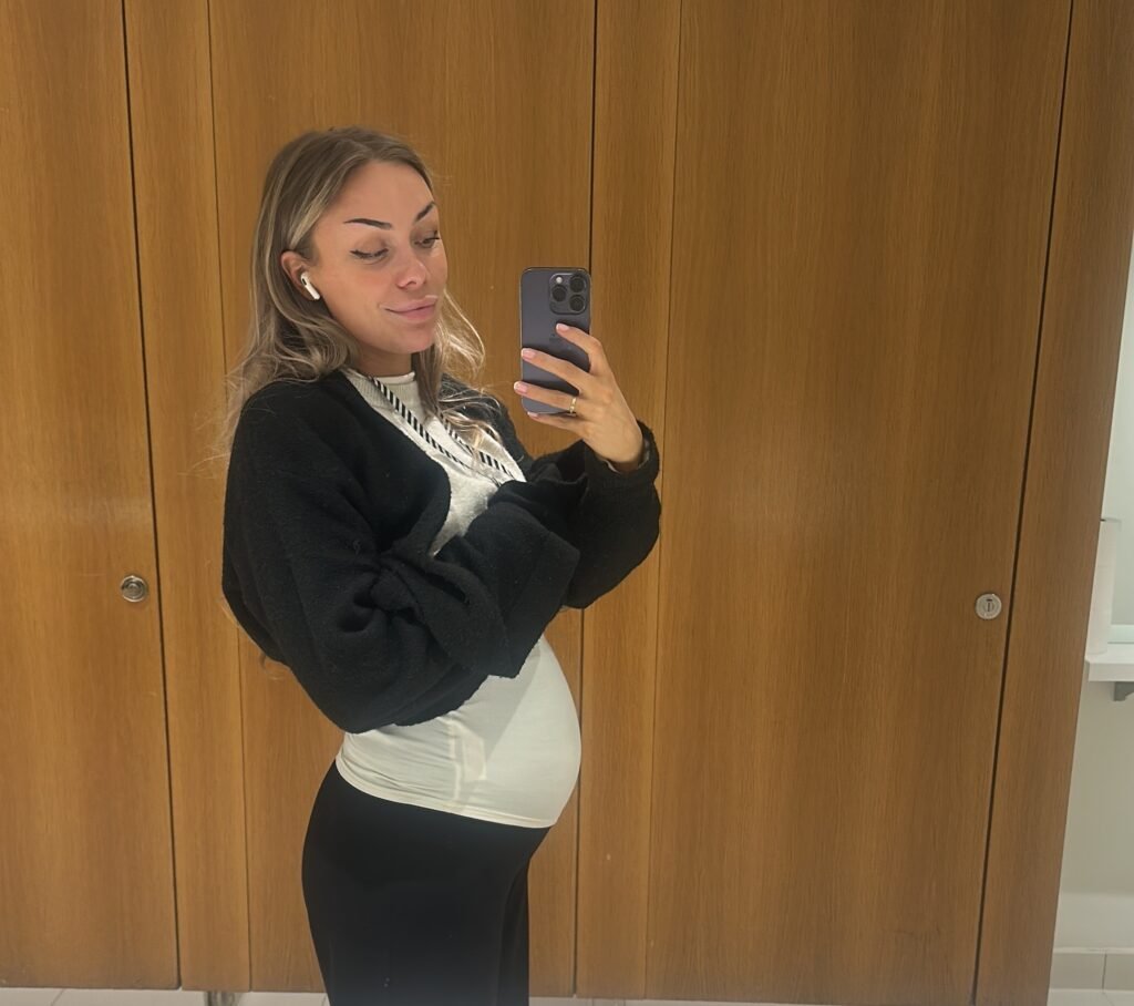 Georgia Simone Pitt hid her six-week bump at work after a previous miscarriage