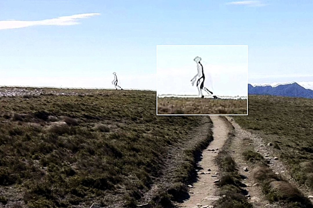A Taiwan ranger photographed a transparent mantis-headed figure on his iPhone 4 in 2011