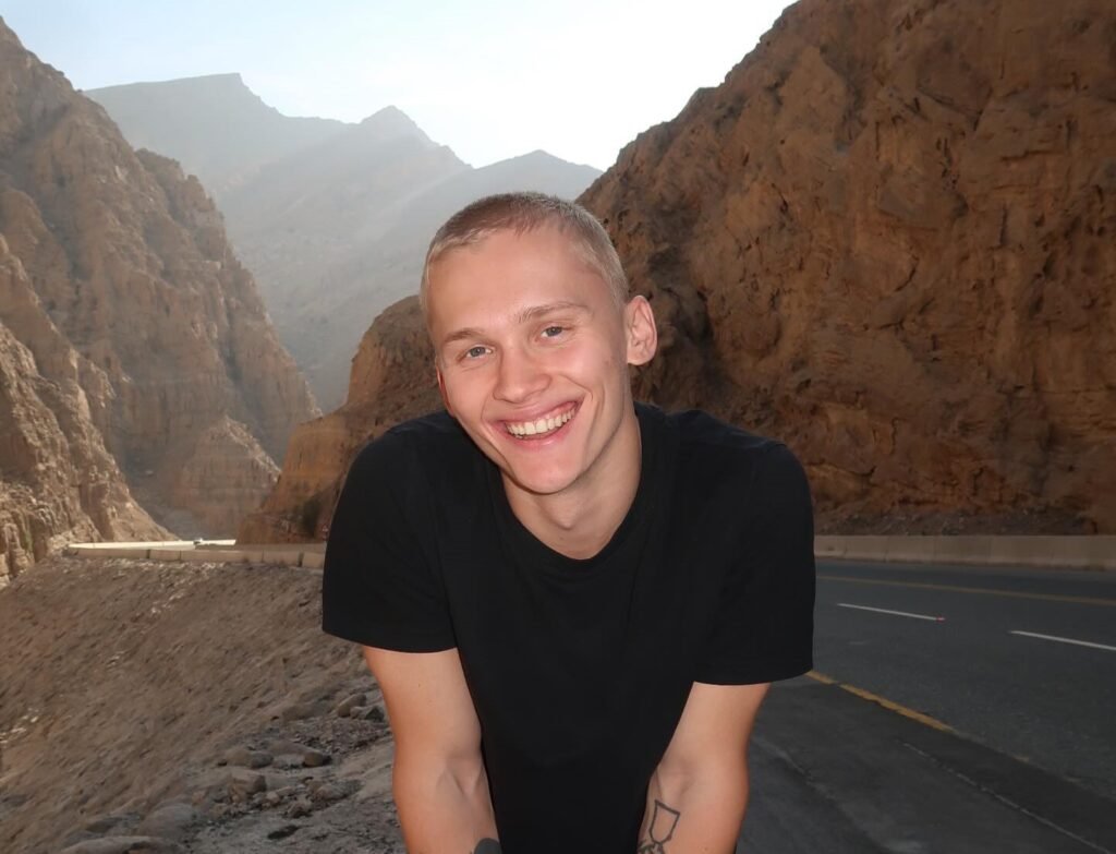 Russian influencer Dania Milokhin, 24, lost his front tooth on a children's pool slide in Dubai
