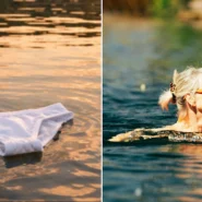A chalk quarry lake beside Bluewater Shopping Centre in Kent is now hosting nude open-water swims