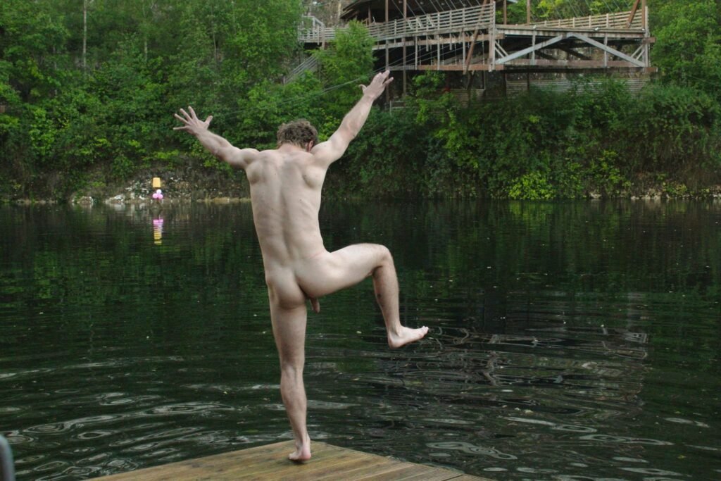 A chalk quarry lake beside Bluewater Shopping Centre in Kent is now hosting nude open-water swims