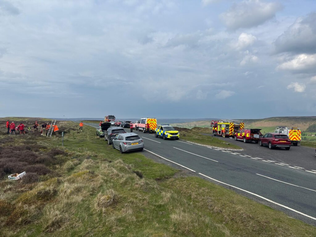 Maisy the 12-year-old Staffie cross dropped 20ft into a hidden pothole on the North York Moors