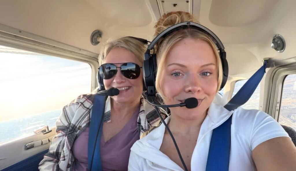 Pilot Sophia Gehlhar's mum spent years too terrified to fly with her