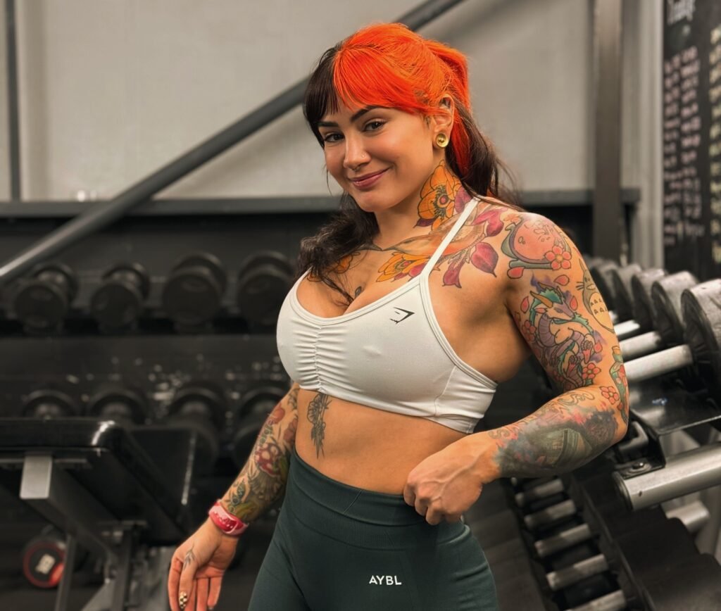 OnlyFans model Peta Emery position for a photo