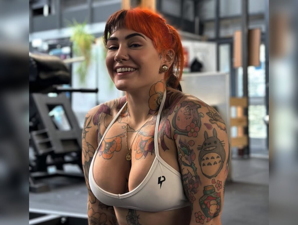 OnlyFans model Peta Emery position for a photo