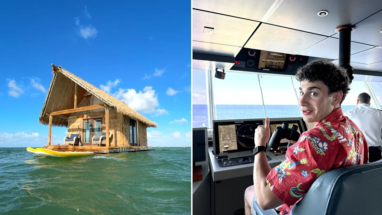 Rubén Holgado flew 10 hours, then sailed into open ocean to reach the 'world's most isolated hotel