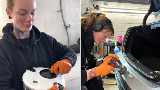 Avryl Henry runs her own car repair business and dries her polishing pads in a £5 Temu salad spinner