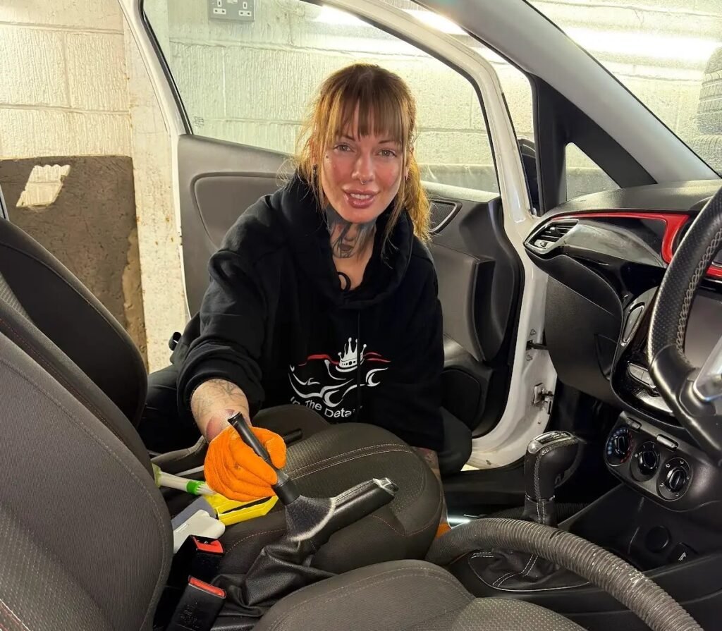 Avryl Henry runs her own car repair business and dries her polishing pads in a £5 Temu salad spinner
