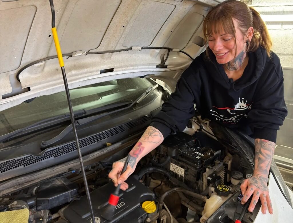 Avryl Henry runs her own car repair business and dries her polishing pads in a £5 Temu salad spinner