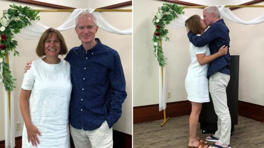 Together 25 years without marrying, Sara and Michael wed near Disney in five minutes