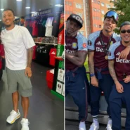 Jadon Sancho poses for photos in an Algarve football shop weeks before the Premier League opener