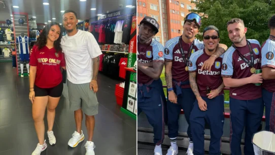 Jadon Sancho poses for photos in an Algarve football shop weeks before the Premier League opener
