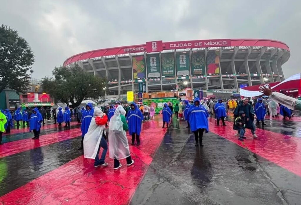 Tolami Benson and England WAGs were drenched with liquids at the Azteca as Mexico fans lost it