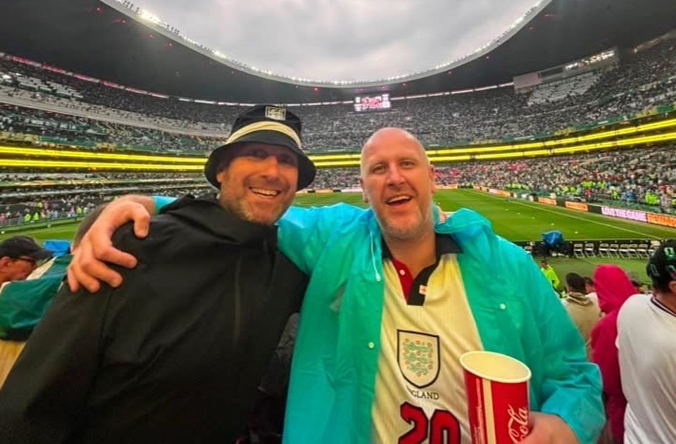 Tolami Benson and England WAGs were drenched with liquids at the Azteca as Mexico fans lost it