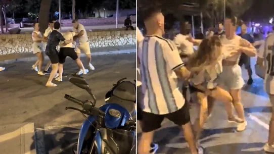 An England fan was chased and punched by Argentina supporters outside a Mallorca bar