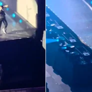 A fan in Wembley's £190 golden circle threw a full pint at Bruno Mars mid-show